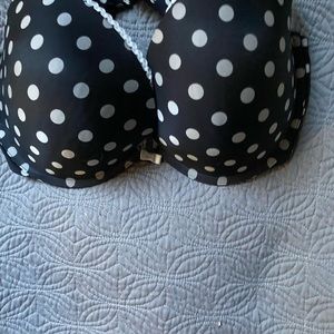 Victoria’s Secret black with white polkadots. 38D